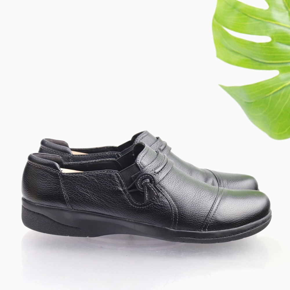Clarks Shoes Womens Cheyn Madi Loafer Size 10 Black Leather Slip On Comfort Flat
